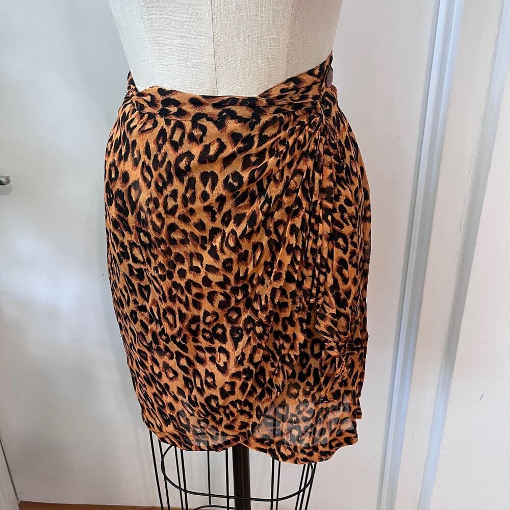 Vintage Y2K 90's ADRIENNE CRISTiNA Leopard‎ Print Wrap Skirt Size 8